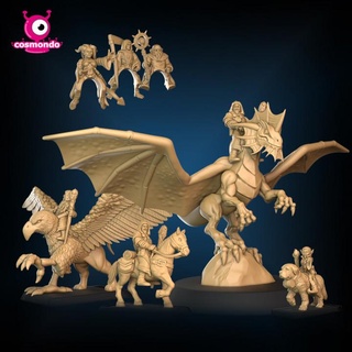 saddled dragon griffin horse battle dog astride wizards cosmondo Tabletop Characters & Creatures Fantasy Universe dungeons fantasy dnd gryphon 3d print model - Mito3D