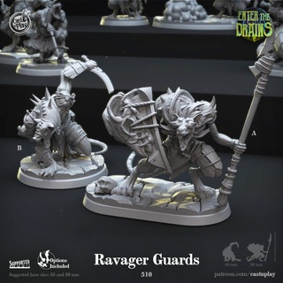 ravager guards pre-supported cast n play Tabletop Characters & Creatures Fantasy Universe Store fantasy wargaming skaven rats ratkin castnplay presupported ratmen 3d print model - Mito3D