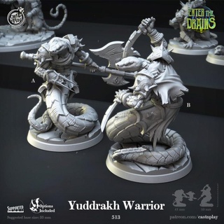yuddrakh warrior pre-supported cast n play Tabletop Characters & Creatures Fantasy Universe Store men modular rpg snake dnd 5e yuanti supported 3d print model - Mito3D