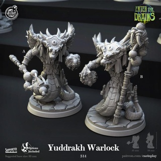 yuddrakh warlock pre-supported cast n play Tabletop Characters & Creatures Fantasy Universe Store army squad sorcerer yuanti presupported sewers drains 3d print model - Mito3D