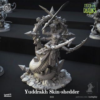 yuddrakh skin-shedder pre-supported cast n play Tabletop Characters & Creatures Fantasy Universe Store boss epic fantasy sword enemy swords marilith shredder yuanti supported sewers 3d print model - Mito3D