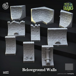 belowground walls pre-supported cast n play Tabletop 3D Printable Terrain Store lock modular open wall dungeon tiles openlock floors tileable 3d print model - Mito3D
