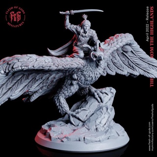 highland elf - eagle rider flesh gods battle fantasy giant mount rpg sword flying mountain dnd fleshofgods 3d print model - Mito3D
