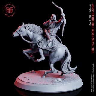 highland elf - horse rider flesh gods archer battle fantasy mount rpg male bow mountain dnd humanoid fleshofgods steppe 3d print model - Mito3D