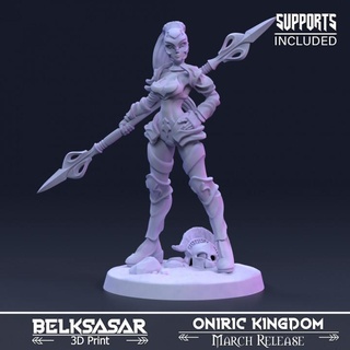 warrior enforcer dreams belksasar 3dprint  Tabletop Tabletop Characters & Creatures Fantasy Universe Tabletop Tabletop Characters & Creatures armor beautiful board boots detailed fantasy female girl helmet knight mask realistic spear war weapon woman boardgames dnd 32mm shoulderpad  3d print model - Mito3D