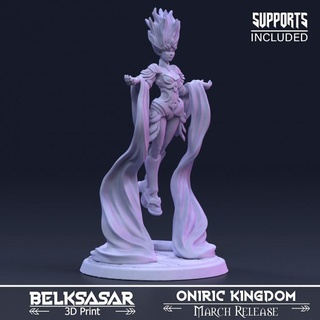 sorcerer servant golden flame belksasar 3dprint Tabletop Characters & Creatures Fantasy Universe armor beautiful bracelet detailed fantasy female hair boardgames fury feathers dnd cloth womens cloak 32mm powerful levitating shoulderpad dreamingpuppeteer 3d print model - Mito3D