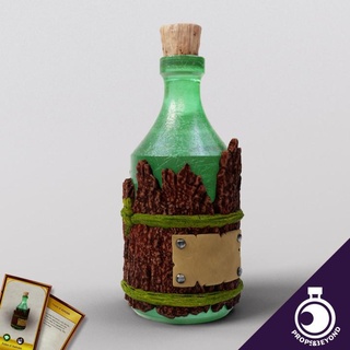 potion barkskin props&beyond Props & Cosplay accessory bottle card container dragons dungeons gaming gift item master plant prop roleplay rpg toy warhammer wood magic cosplay props bark supportless flask tabletop puzzles real beyond size d&d dnd jug dm 5e stat representation gm gamemaster wondrous in-game 3d print model - Mito3D