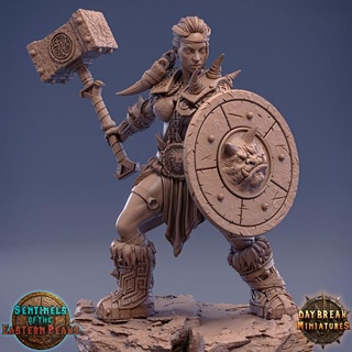 fandra holler - sentinels eastern peaks daybreak miniatures Tabletop Characters & Creatures Fantasy Universe barbarian dragons dungeons shield wargaming hammer tabletop 32mm 75mm 3d print model - Mito3D