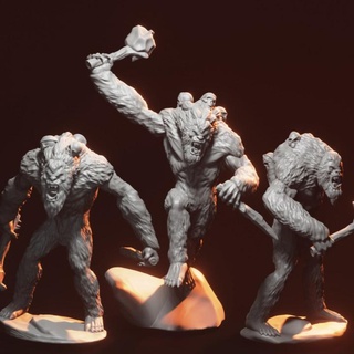 yetties pack three sabertoothcollectibles Tabletop Characters & Creatures Fantasy Universe fantasy monster wargaming warhammer tabletop ogre dnd sigmar aos ogor kingdoms mawtribes beastclaw 3d print model - Mito3D