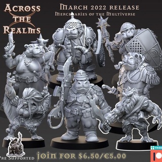 across realms - march 2022 release Tabletop Characters & Creatures Fantasy Universe dnd warhammer40k pathfinder giff 5e ogryn astramilitarum hadozee 3d print model - Mito3D