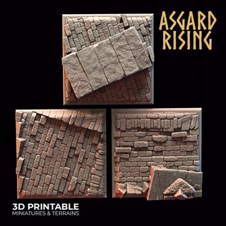 graveyard - 3x 50mm square base pre-supported asgard rising miniatures 3d printable stl fantasy hobby rpg miniature resin cemetery dnd bases tabletopgames rpggames asgardrising fantasygames 3d print model - Mito3D