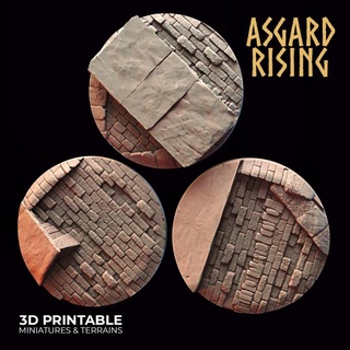 graveyard - 3x 60mm round base pre-supported asgard rising miniatures 3d printable stl fantasy hobby rpg miniature resin cemetery dnd bases tabletopgames rpggames asgardrising fantasygames 3d print model - Mito3D