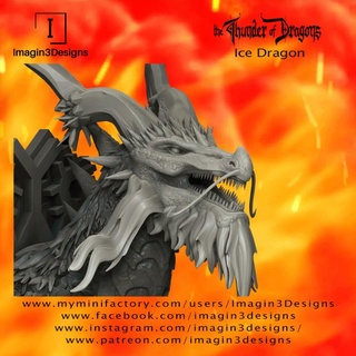 glace dragon imagin3designs table personnages créatures fantaisie univers boutique buste créature détaillé fdm peinture multipart Dragon gel tonnerre dragons 1 10thscale 3d print model - Mito3D