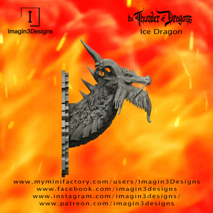 pre-supported ice dragon imagin3designs Tabletop Characters & Creatures Fantasy Universe Store bust creature detailed fantasy painting resin multipart frost thethunderofdragons 3D print model - Mito3D