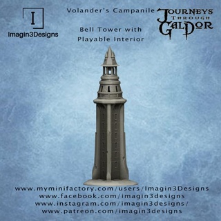 volander's campanile imagin3designs Store Tabletop 3D Printable Terrain Fantasy fantasy fdm terrain tower warhammer town dnd mordheim belltower playableinterior 3d print model - Mito3D