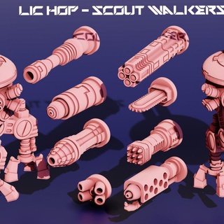 lic hop - scout walker pack lelanian industrial complex Tabletop Characters & Creatures Sci-Fi Universe Vehicles Machines game games robot table tank vehicle wargames wargaming boardgames boardgame tabletop vehicles tanks wargame 28mm 3d print model - Mito3D