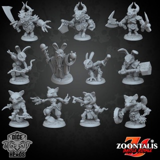 zoontalis battle royale 1 dice heads rabbit foxes 3d print model - Mito3D