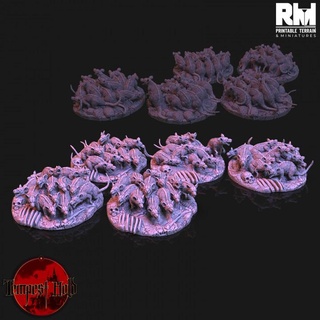 tempest hold rat swarms rmprintable dungeons fantasy gaming mini miniatures rpg warhammer wargame d&d dnd swarm pathfinder frostgrave ageofsigmar 5e rats tabeltop rm warcry 3d print model - Mito3D
