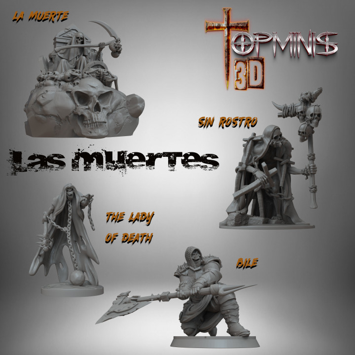 décès squelettes para juegos rol ignacio berbel Garcia table personnages créatures fantaisie univers troll ogro orco nain géant 3D print model - Mito3D
