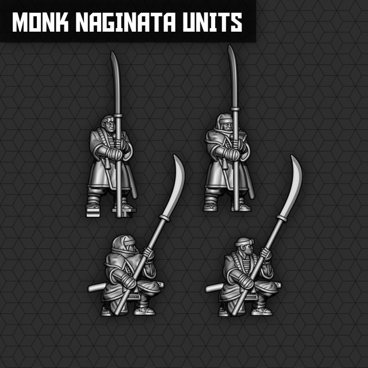 guerrier moine Naginata unités smol miniatures table personnages créatures fantaisie univers lance wargaming guerre samouraï bearm 3D print model - Mito3D