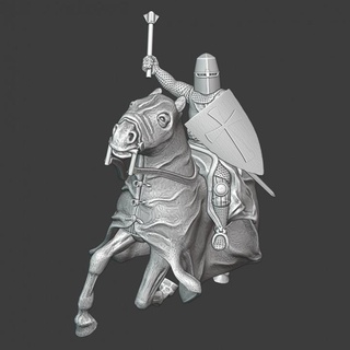 mounted crusader charging- dynamic pose northern crusades miniatures Tabletop Characters & Creatures Historical Universe battle knight model soldier wargaming warrior miniature tabletop order cavalry toysoldier templar teutonic 3d print model - Mito3D