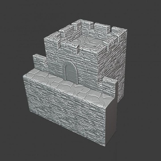 medieval wall section square tower - modular castle system northern crusades miniatures Tabletop Characters & Creatures Historical Universe 3D Printable Terrain battle model piece stone wargaming tabletop scenery fortress ramparts 3d print model - Mito3D