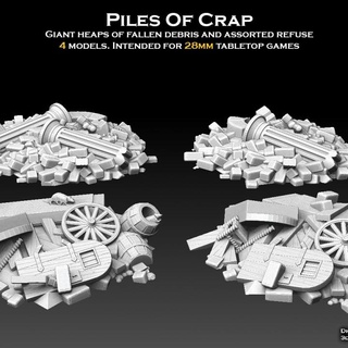 piles crap sharedog miniatures Tabletop 3D Printable Terrain Sci-Fi terrain 40k architecture building column house pillar stone temple warhammer wall garbage trash barricade ruin rubble archway fortification stockade refuse 3d print model - Mito3D