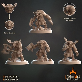 minotaur moutain walker warriors modular bundle presupported lord war miniatures Tabletop Characters & Creatures Fantasy Universe axe dragons dungeons fantasy roleplay rpg sword miniature weapons hammer boardgame tabletop wargame dnd customs supported foghorn 3d print model - Mito3D