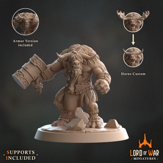 minotaur moutain walker warrior 2 modular presupported lord war miniatures Tabletop Characters & Creatures Fantasy Universe axe dragons dungeons fantasy roleplay rpg sword miniature weapons hammer boardgame tabletop wargame dnd bundle supported foghorn 3d print model - Mito3D