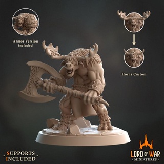 minotaur moutain walker warrior 3 modular presupported lord war miniatures Tabletop Characters & Creatures Fantasy Universe axe dragons dungeons fantasy roleplay rpg sword miniature weapons hammer boardgame tabletop wargame dnd bundle supported foghorn 3d print model - Mito3D
