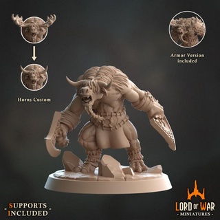 minotaur moutain walker warrior 4 modular presupported lord war miniatures Tabletop Characters & Creatures Fantasy Universe axe dragons dungeons fantasy roleplay rpg sword miniature weapons hammer boardgame tabletop wargame bundle supported foghorn 3d print model - Mito3D