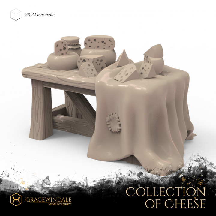 Toplamak peynirler Gracewindal mini manzara masaüstü 3D yazdırılabilir arazi fantezi destek masa Dükkan sahne minyatür diyorama peynir d 28mm dnd 32mm dükkanı 3D print model - Mito3D