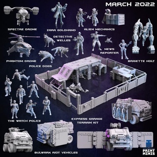 raid zadorn collection - surprise watch police express garage print minis Tabletop Characters & Creatures Sci-Fi Universe Vehicles Machines 3D Printable Terrain terrain alien city helicopter modular tank vehicle drone engineer mech mechanic cyberpunk riot scenery news dieselpunk npc officers 3d print model - Mito3D