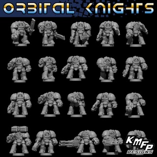 orbital caballeros kit6 pesado armadura 6 8mm v2 kmfp diseños mesa caracteres criaturas Sci Fi universo 40k épico Caballero espacio estrella guerra marina 6mm 3d print model - Mito3D