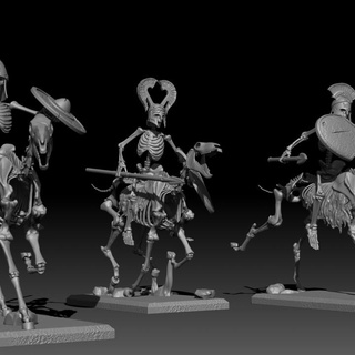 lumière squelettes cavalerie post mortemnihilest table personnages créatures fantaisie univers squelette Mort vivant marteau guerre 3d print model - Mito3D