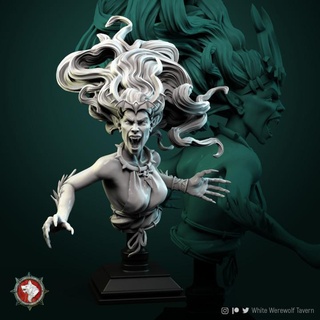 mad gallarta bust pre-supported white werewolf tavern  Tabletop Tabletop Characters & Creatures Fantasy Universe Fan Art Busts bust busts  3d print model - Mito3D