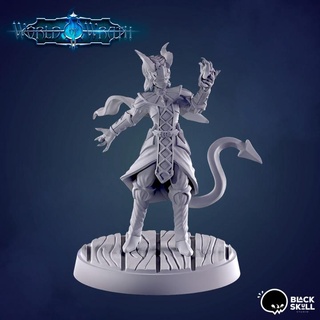 amon p1 tiefling warlock black skull studio Tabletop Characters & Creatures Fantasy Universe dnd supported 3d print model - Mito3D