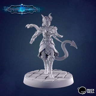 amon p2 tiefling warlock black skull studio Tabletop Characters & Creatures Fantasy Universe dnd supported 3d print model - Mito3D