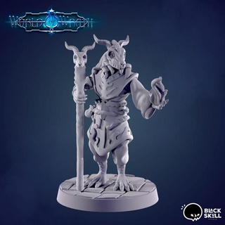 Arjhan p1 dragonborn sorcier noir crâne studio table personnages créatures fantaisie univers dnd prise charge 3d print model - Mito3D