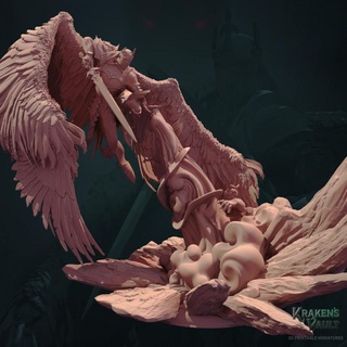 ange colère Kraken voûte table personnages créatures fantaisie univers démon patron enfer céleste volant solaire saint dnd statuette frapper Divin planettaire paradis 3d print model - Mito3D