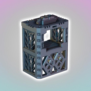 línea plana ciudad industrial ascensor platillos estudios mesa 3D imprimible terreno Sci Fi 40k máquina modular necromunda fábrica plataforma paisaje cerradura abierta matar equipo 3d print model - Mito3D