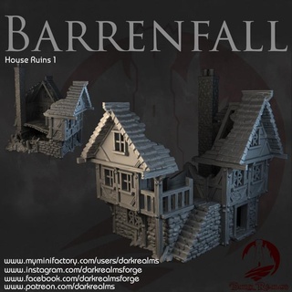 dark realms - barrenfall house 1 ruins forge Tabletop 3D Printable Terrain Fantasy fantasy terrain 3d print model - Mito3D