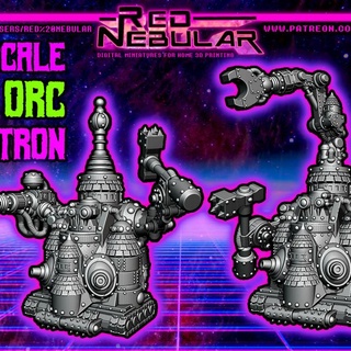 retro space orc technotron 8-10mm scale red nebular Tabletop Characters & Creatures Sci-Fi Universe Vehicles Machines robot mech titan warmachine gargant stompa mechboy 3d print model - Mito3D