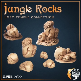 jungle rochers x8 monde forger miniatures table 3D imprimable terrain fantaisie pierres paysage dispersion environnement 3d print model - Mito3D