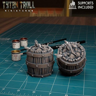 vegetable barrel pre-supported tytantroll miniatures Store dragons dungeons fantasy game guard scale thrones stark minis pack patreon archers drunk bundle 32mm northern miniaturesminis 3d print model - Mito3D