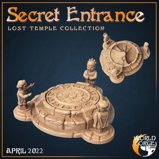secret entrée tunnel monde forger miniatures table personnages créatures fantaisie univers 3D imprimable terrain temple statues paysage 3d print model - Mito3D