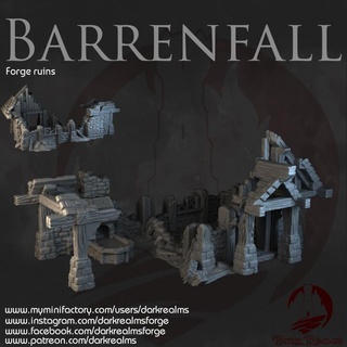 sombre royaumes chute stérile forger ruines table 3D imprimable terrain fantaisie 3d print model - Mito3D