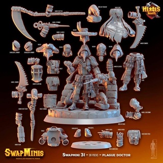 swapmini 31 - dr pocks plague doctor heroes & beasts Tabletop Characters Creatures Fantasy Universe 3d print model - Mito3D