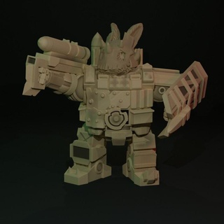 raider bunny mechsuit cavy forge Tabletop Characters & Creatures Sci-Fi Universe animal cute robot shield rabbit mecha missile 28mm post apocalyptic spikey apoc 3d print model - Mito3D
