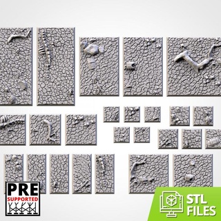 cracked desert bases square txarli factory Tabletop accessories 3D Printable Terrain Fantasy fantasy game king lost warhammer world workshop wars kingdom base age accesories forge titan rectangular 9th thematic 3d print model - Mito3D